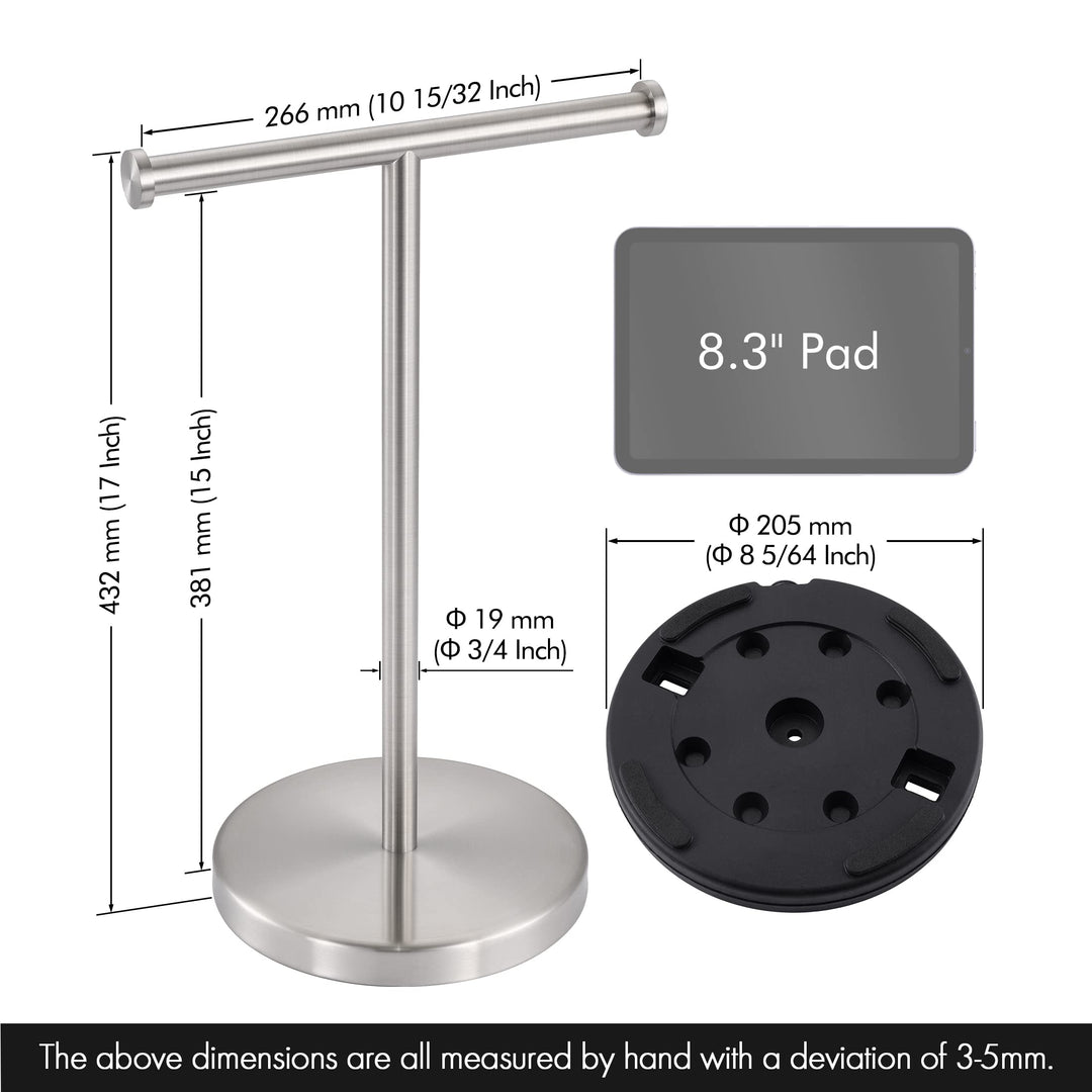 Towel Rack T-Shape Hand Towel Holder Stand Total Height 17 SUS304 Stainless Steel for Bathroom Vanity Countertop Matte Black, BTH208S20-BK