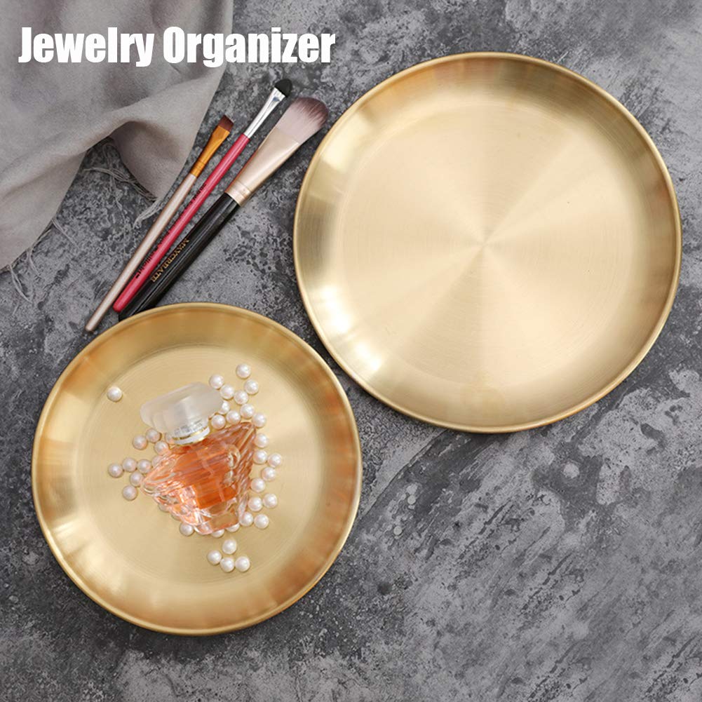 Round Brass Tray,Retro Plate Table Decor Easy Clean Sta