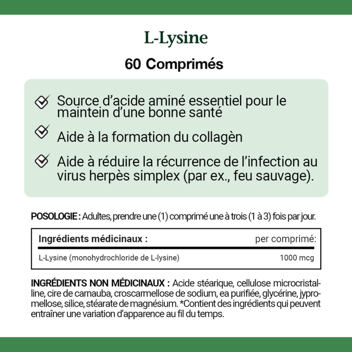Nature&#39;s Bounty L-Lysine - 1000 mg - 60 Tablets
