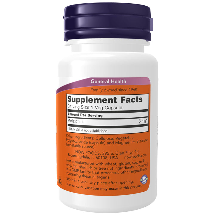 NOW Foods Supplements, Melatonin 5 mg, Free Radical Sca
