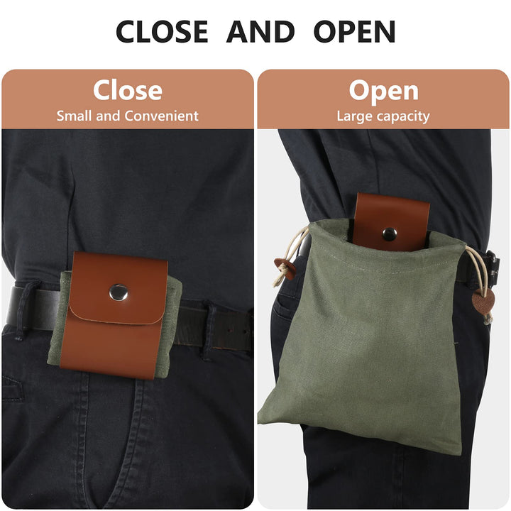 Foraging Bag, Waxed Canvas Foraging Pouch, Collapsible Mushroom Bag Mushroom Foraging Bag Bushcraft Bag for Camping Hiking