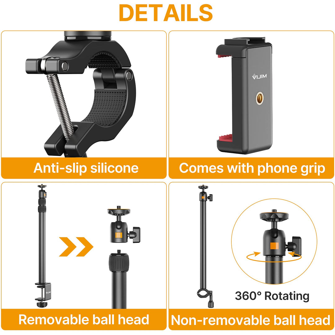 jusmo Camera Desk Mount with Auxiliary Holding Arm, Ove