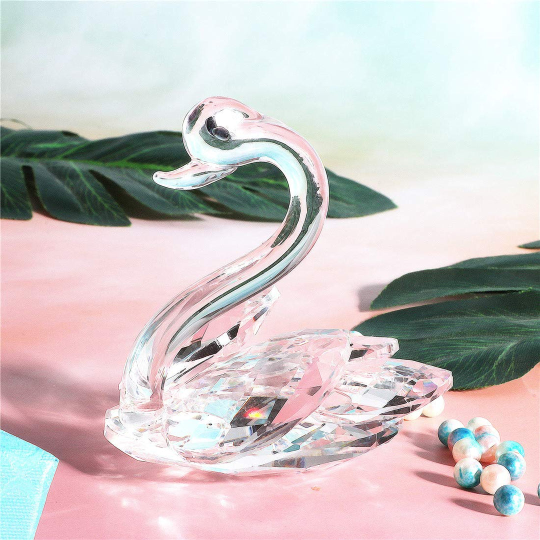 Waltz&amp;F Crystal Swan Figurine Paperweight Glass Swan Collectible Statue Table Centerpiece Ornament