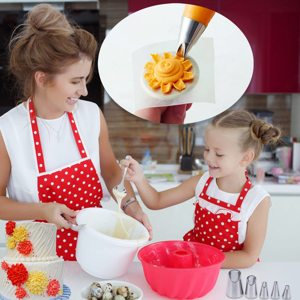 Rose Flower Piping Tips Set, Stainless Steel Chrysanthemum Nozzles, Crinkle Cream Laminating Nozzle Cupcake Pastry Tool For Decorating Cake Tulip Pastry Nozzle Baking Forms Pastry (5 Pieces)