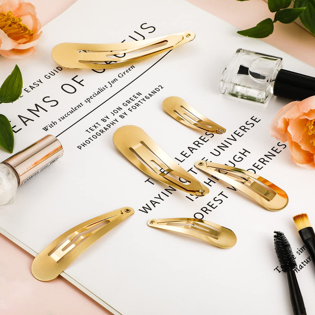 40 Pieces Large Metal Snap Hair Clips Non-slip Hair Barrettes Snap Hair Barrettes Hairpins for Girls Women Hair Accessories, 3.5 Inch, 3.1 Inch, 2.8 Inch, 2.4 Inch, 2 Inch, Multiple Sizes (Golden)