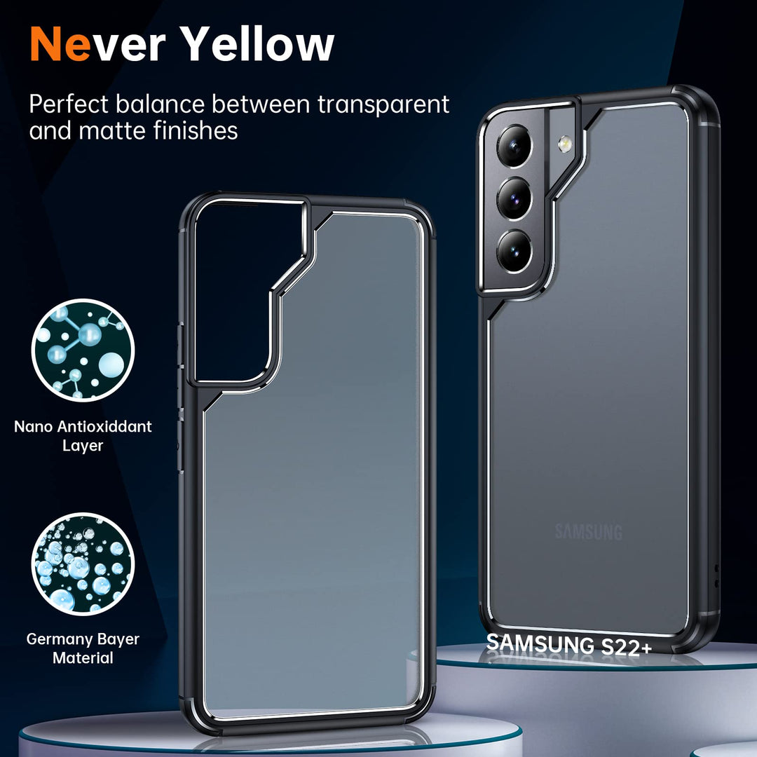 [5-in-1 for Samsung Galaxy S22 Plus Case, 2 Pack Tempered Glass Screen Protector + 2 Packs Lens Protector, Matte-Finish, All-Round Protection, Shockproof, Anti-Scratches Kit for Galaxy S22 + 5G