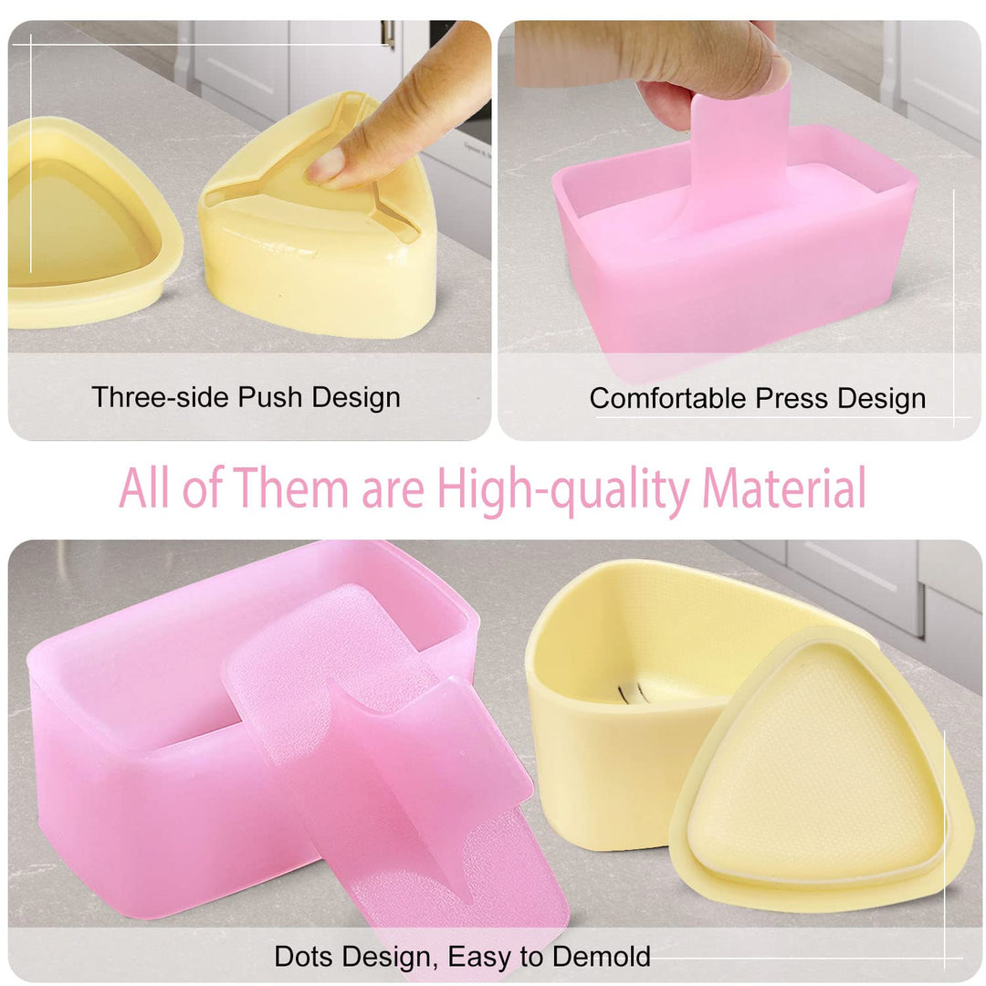 Onigiri Mold, 3 Pack Rice Mold Musubi Maker Kit, Musubi Maker Press, Classic Triangle Rice Ball Mold Maker Sushi Mold for Kid Lunch Bento, Home DIY