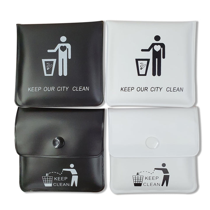 Ashtrays for Cigarettes Pocket Ashtray Pouch - Pack of 4 Premium Fireproof PVC Smell Proof Portable Ashtray Outdoor Butt Disposal Bag Cool Travel Ashtray Cute Fancy Ash Tray Black and White