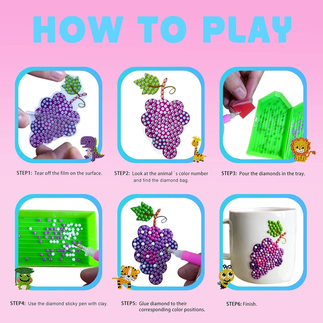 80pcs Diamond Stickers for Kids - 5D DIY Gem Art Kits, Safe and Colorful Crafts for Girls, Boys, and Beginners