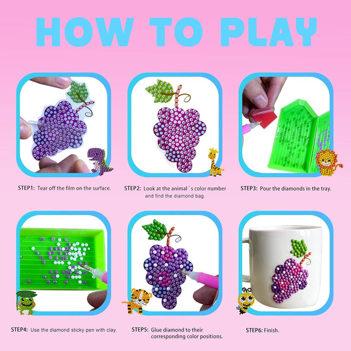 80pcs Diamond Stickers for Kids - 5D DIY Gem Art Kits, Safe and Colorful Crafts for Girls, Boys, and Beginners