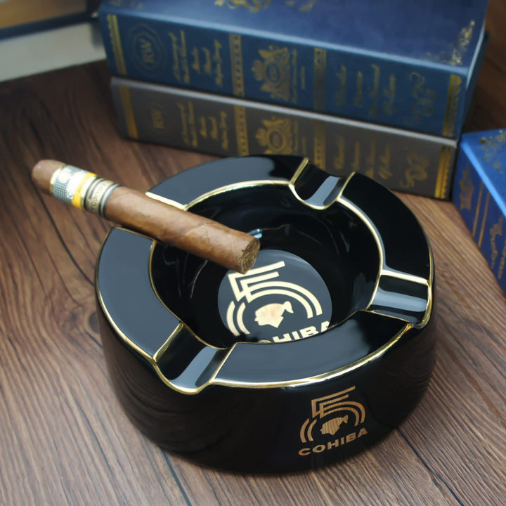 Cigar Ashtray Big Ashtrays for 8 Round Cigarettes Large Rest Outdoor Cigars Ashtray for Patio/Outside/Indoor Ashtray (Yellow)
