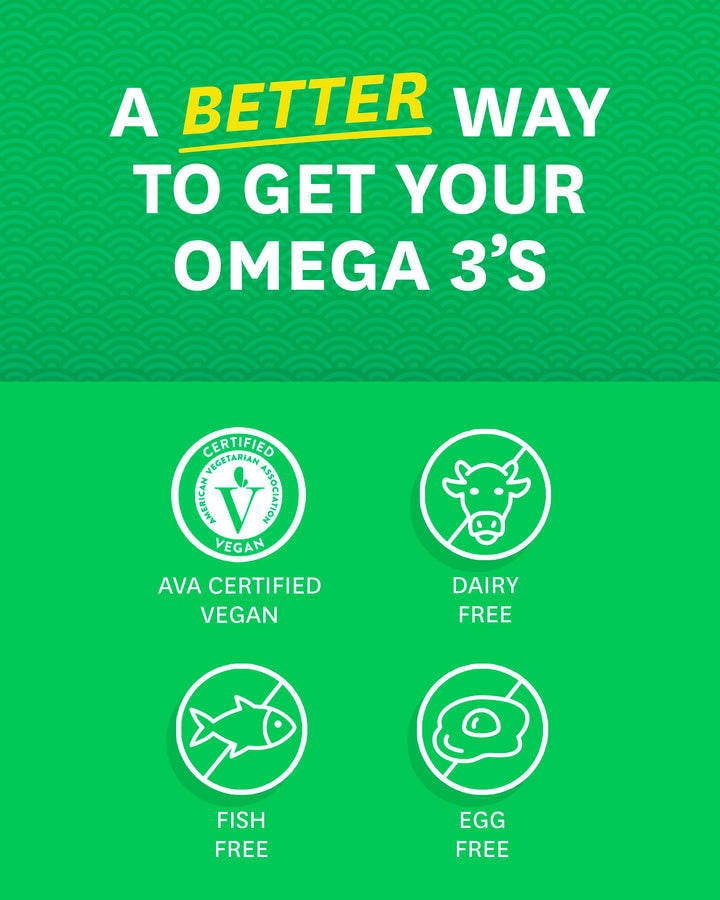 Vegan Omega 3 Supplement for Women and Men from Marine Algae Oil with DHA &amp; EPA - Plant Powered Fish Oil Alternative, Sustainably Sourced for Heart, Eye &amp; Joint Health -120 CT