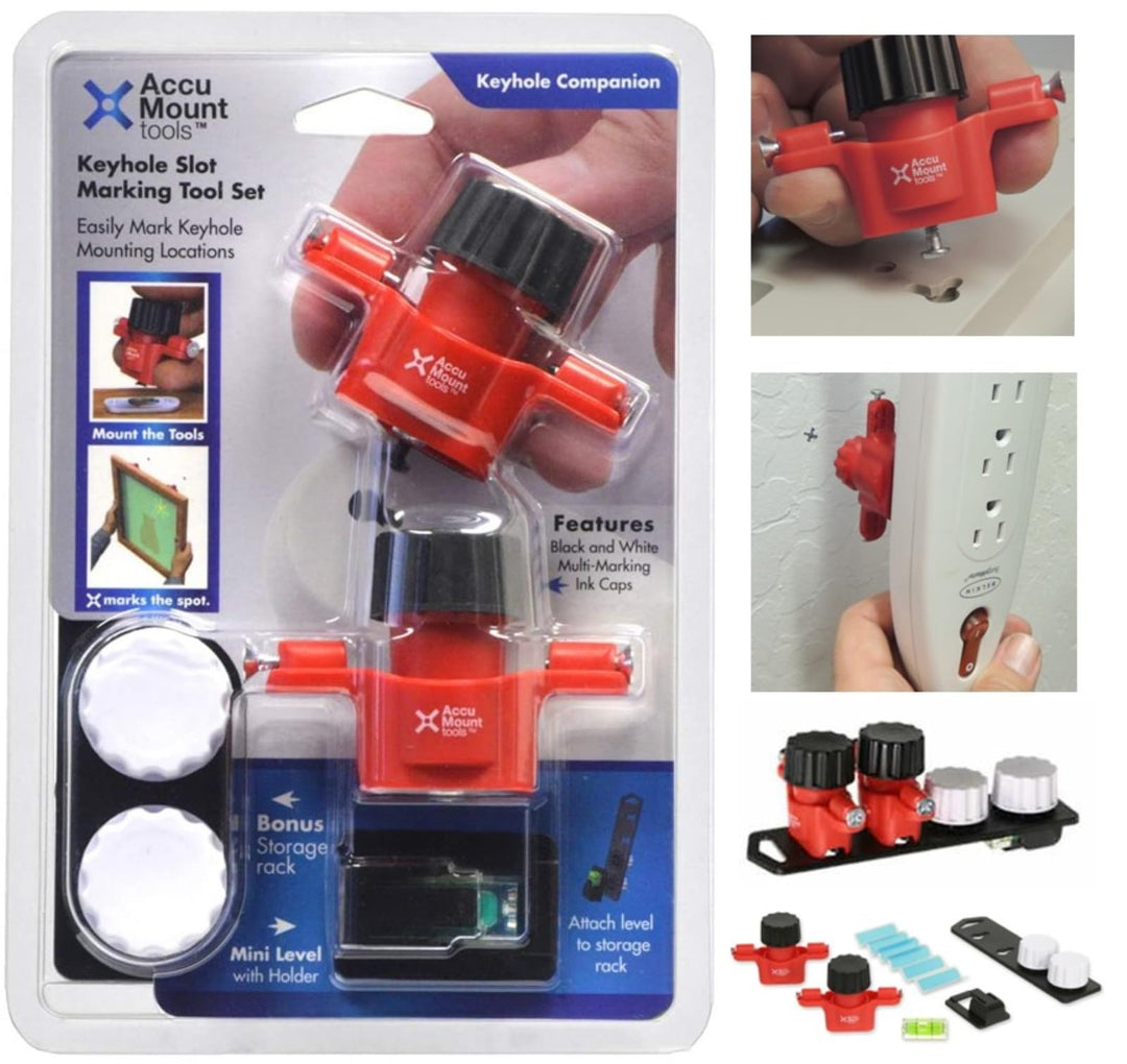 Keyhole Companion Marking Tool Set – Unique Tools Mark Keyhole Slot Fastener Locations on Walls w/o Measuring or Templates or Creating Unwanted Marks while Positioning; For keyhole hangers and slots.