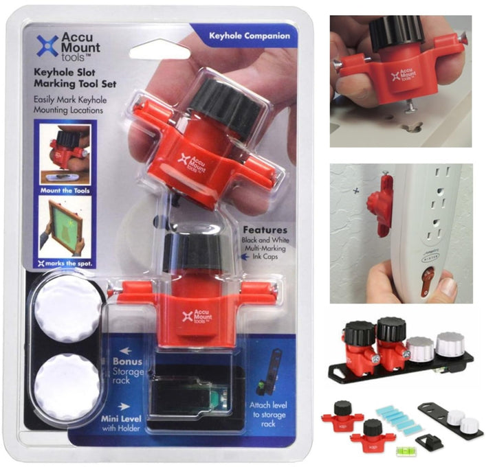 Keyhole Companion Marking Tool Set – Unique Tools Mark Keyhole Slot Fastener Locations on Walls w/o Measuring or Templates or Creating Unwanted Marks while Positioning; For keyhole hangers and slots.