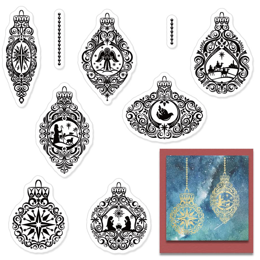 Christian Nativity Clear Stamps for Card Making Scrapbooking DIY Decorations, Religious Lace Ornaments Clear Stamps for Embossing Album Crafts Christmas Décor