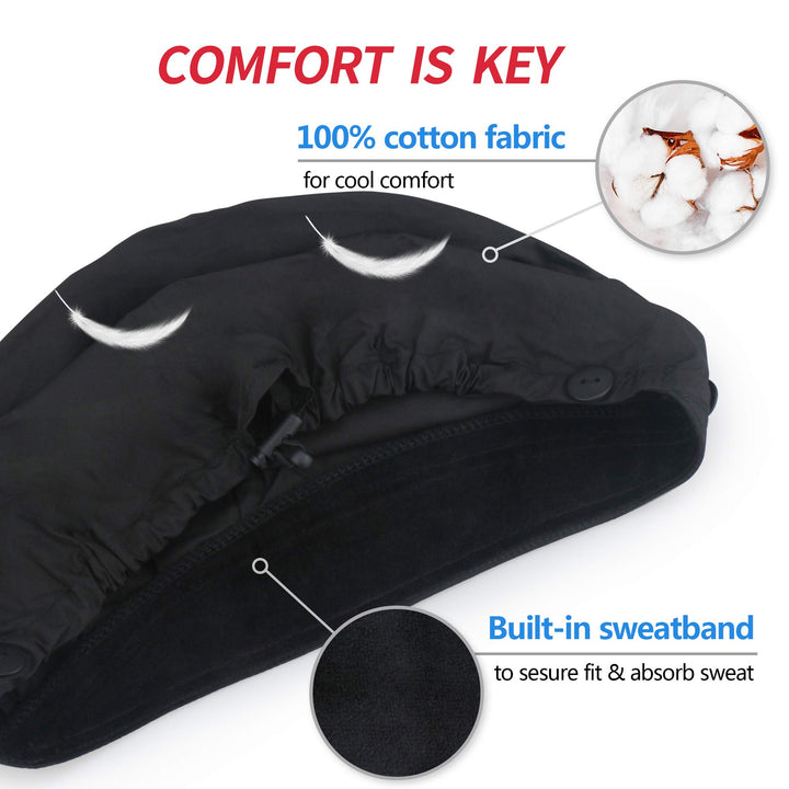 Bouffant Caps with Button and Sweatband, Adjustable Scrub Caps for Women Men, One Size Fits All