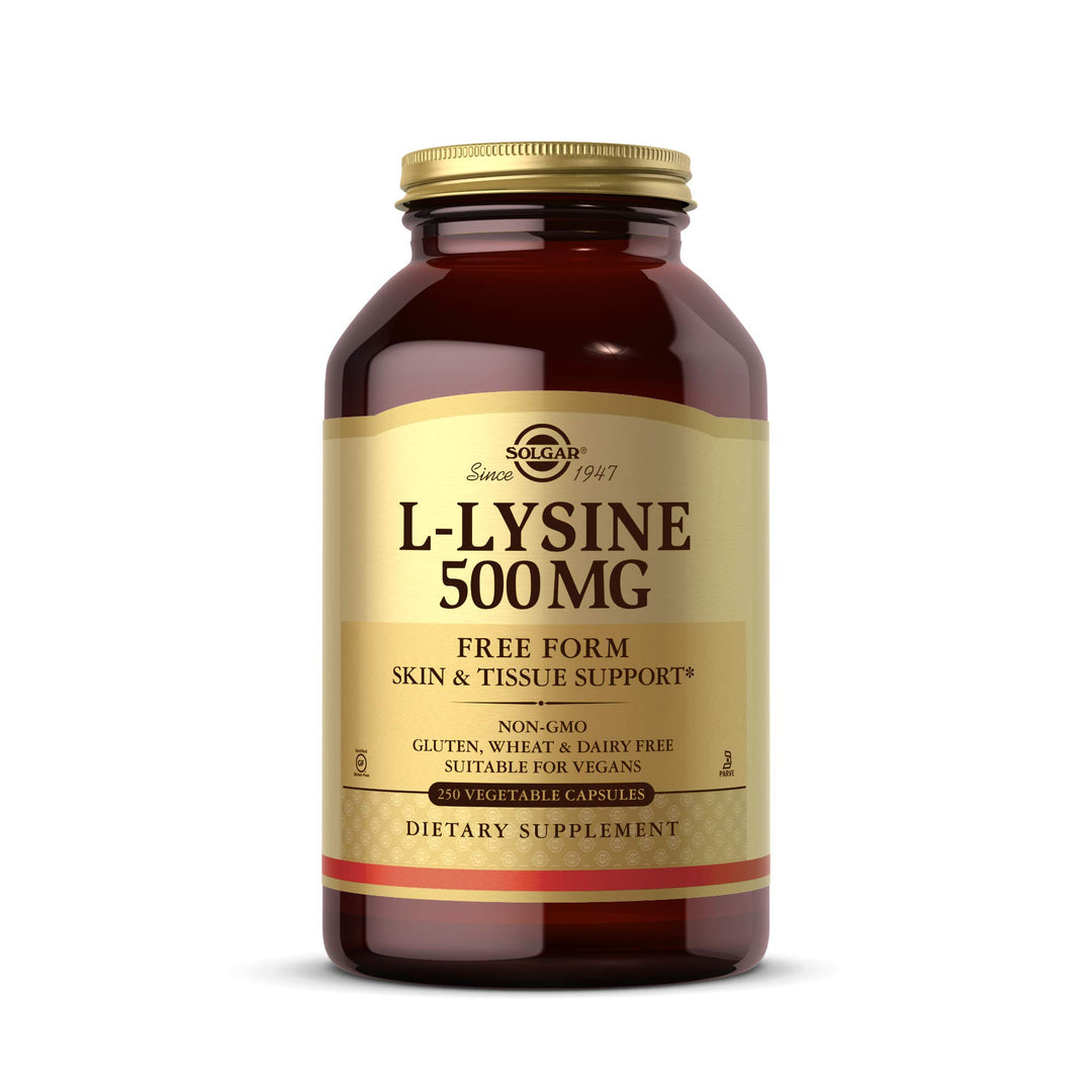 Solgar L-Lysine 500 mg, 250 Vegetable Capsules - Enhanced Absorption &amp; Assimilation - Promotes Integrity of Skin &amp; Lips - Collagen Support - Amino Acids - Non-GMO, Vegan, Gluten Free