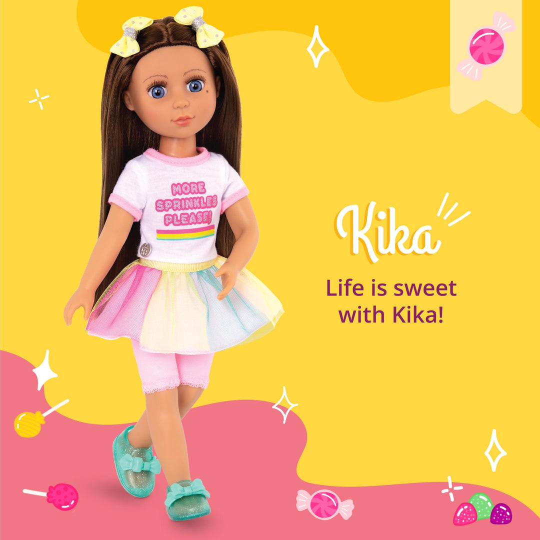 Battat 14 Doll Kika - Brown Hair, Blue Eyes, Ice Cream Outfit &amp; Accessories - Ages 3+, Pink