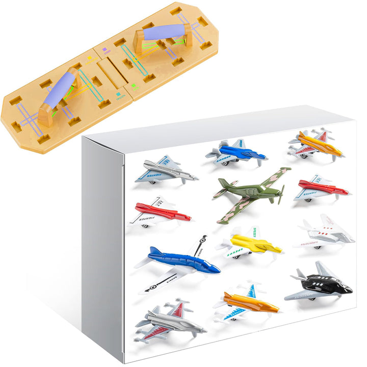 Push Up Board Fitness, Reinforced with Durable Metal Frame, Portable &amp; Foldable Push Up Bar Set for Home Gym Fitness, Plane Special Edition Push Up Board with Toy Airplane Design Package for Boys