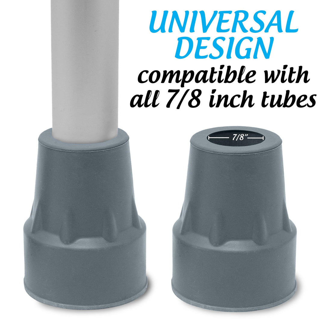 Steel-Reinforced 7/8 Crutch Tips - 1 Pair (Gray)