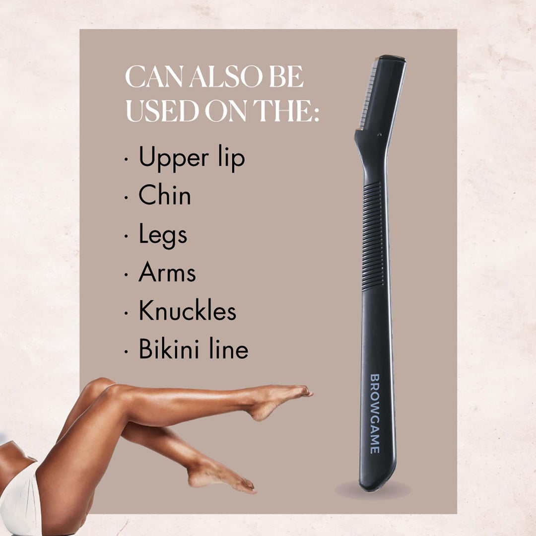 Eyebrow Shaping Knife Duo - Dermaplaning Tool For Flawless Brows And Skin - Reusable Razor For Brows, Neck, Lips, Cheeks, And Body - Painless Hair Remover With Easy-Grip Handle - 2 Pack