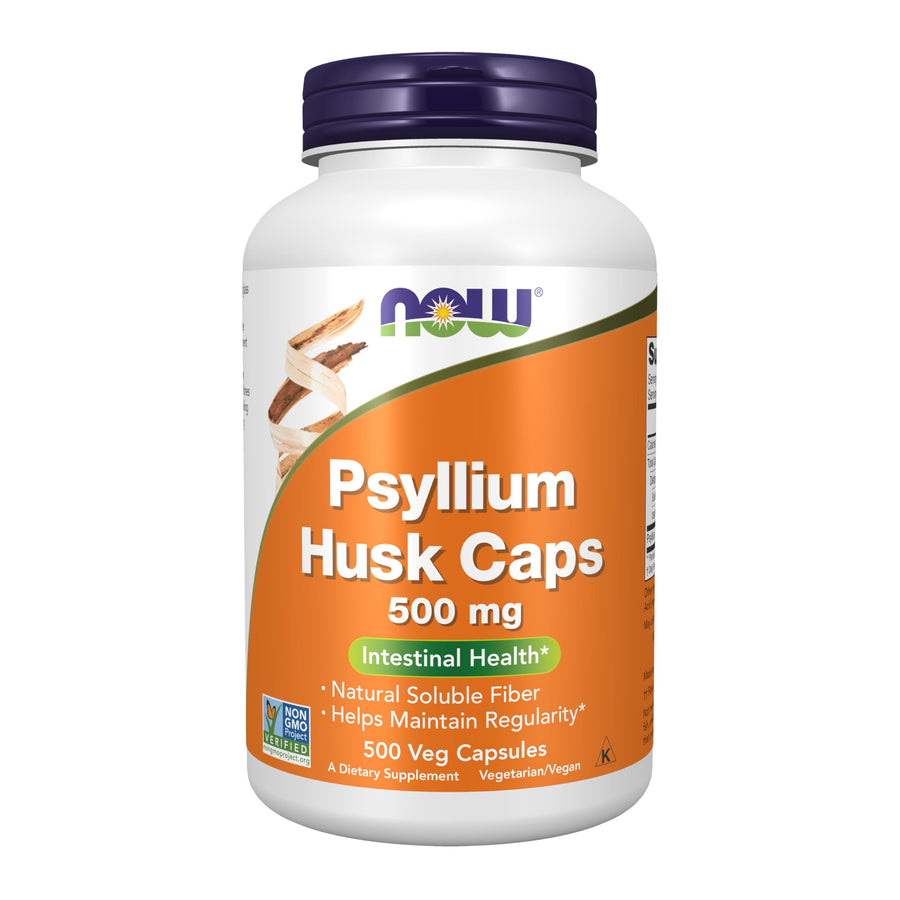 Supplements, Psyllium Husk Caps 500 mg, Non-GMO Project Verified, Natural Soluble Fiber, Intestinal Health*, 500 Veg Capsules