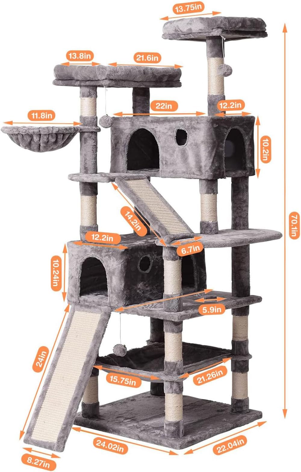 MQ Cat Tree Tower 36.7in with Padded Plush Perches, Con