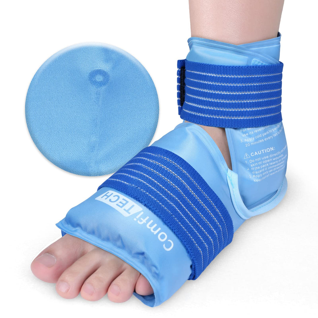 ComfiTECH Ankle Ice Pack Wrap for Injuries Reusable Heel Ice Pack for Ankle Plantar Fasciitis, Achilles Tendonitis, Sprained Ankles, Foot Pain &amp; Heel Spur Cold Therapy