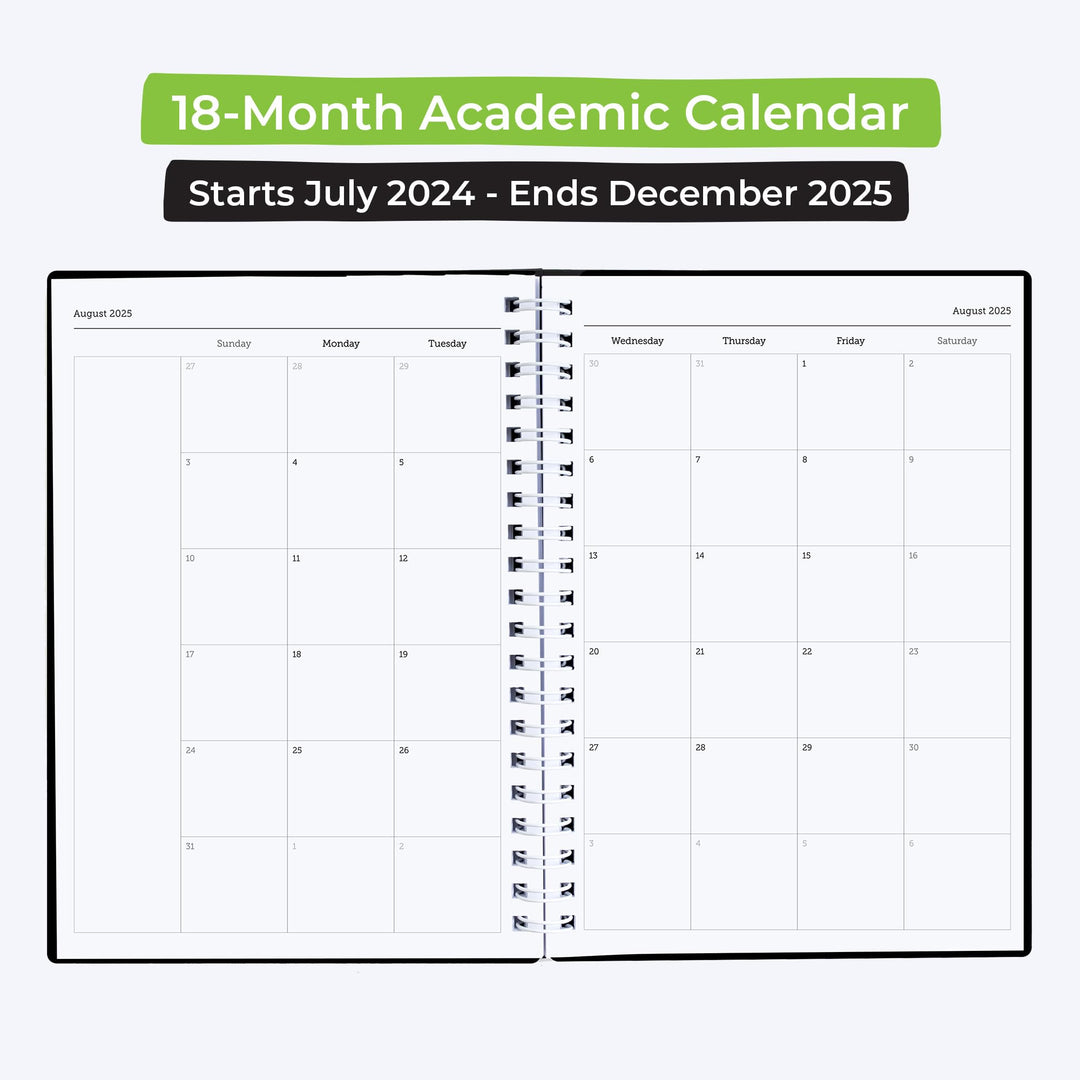 Planner 2024-2025 Academic Year - Weekly &amp; Monthly Planner, Jul 2024 - Dec 2025, Flexible Cover, Notes Pages, Twin-Wire Binding Weekly Planner (8 x 6-Inches)