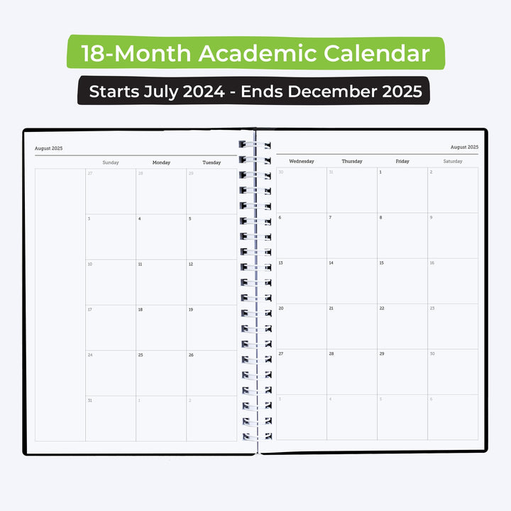 Planner 2024-2025 Academic Year - Weekly &amp; Monthly Planner, Jul 2024 - Dec 2025, Flexible Cover, Notes Pages, Twin-Wire Binding Weekly Planner (8 x 6-Inches)