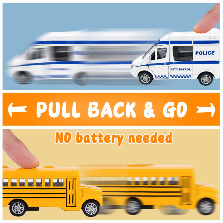 Die-cast Metal Toy Cars Set of 5, Openable Doors, Pull Back Car, Gift Pack for Kids (Official Car)