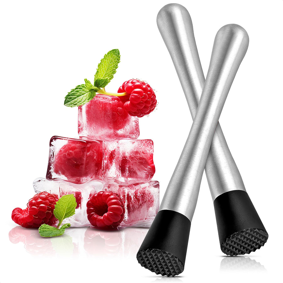 Stainless Steel Bar Muddler for Cocktails - 2Pcs Old Fashioned Cocktail Muddler for Lemonade Home Bar Supplies and Accessories Drink Muddler - 8 Old Fashion Ice Crushers Cocktail Muddler Set