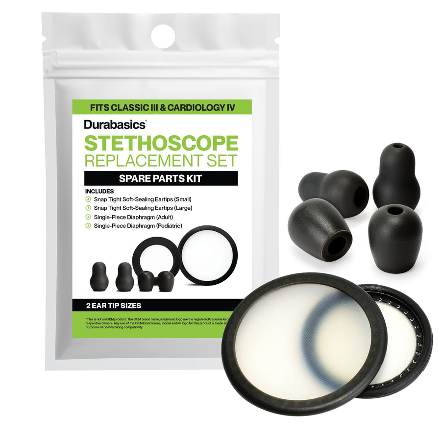 Classic 3, Cardiology 3 & Cardiology 4 Stethoscope Accessories Kit for Littman Stethoscope Replacement Parts & Littmann Stethoscope Parts - Fits Classic III, Cardiology III & IV - Black