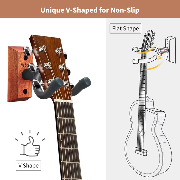 3 Pack Guitar Wall Mount, Wood Guitar Wall Hanger, Guitar Hook, Guitar Accessories for Acoustic Electric Bass Guitar Ukulele Banjo Mandolin