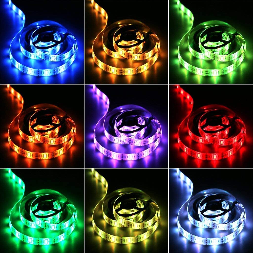 Battery Powered Led Strip Lights, 5050 6M/20FT, Flexible Color Changing RGB LED Light Strip, 180 LEDs 5V Battery-Powered with Controller