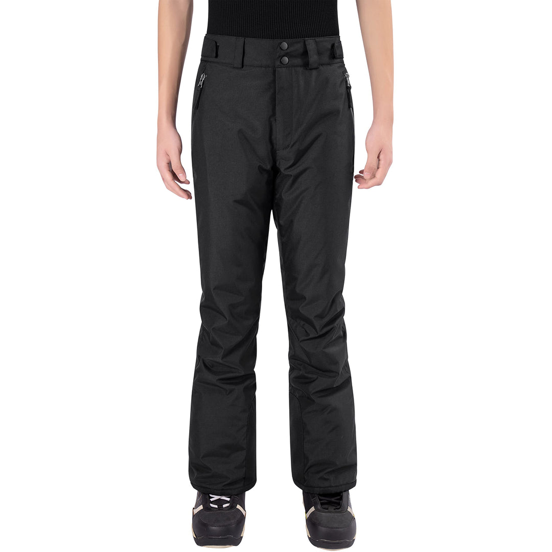 Winter Waterproof Snow Pants: Insulated Fleece Lined Ski Pants for Men Women - Super Soft Outdoor Hiking Pants with Zipper Pockets XXL Black