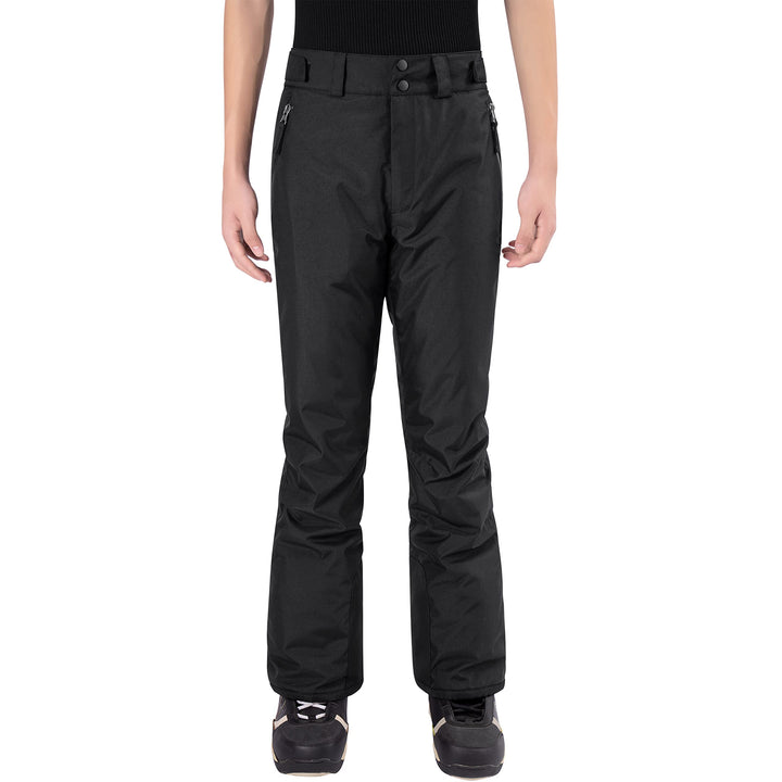 Winter Waterproof Snow Pants: Insulated Fleece Lined Ski Pants for Men Women - Super Soft Outdoor Hiking Pants with Zipper Pockets XXL Black