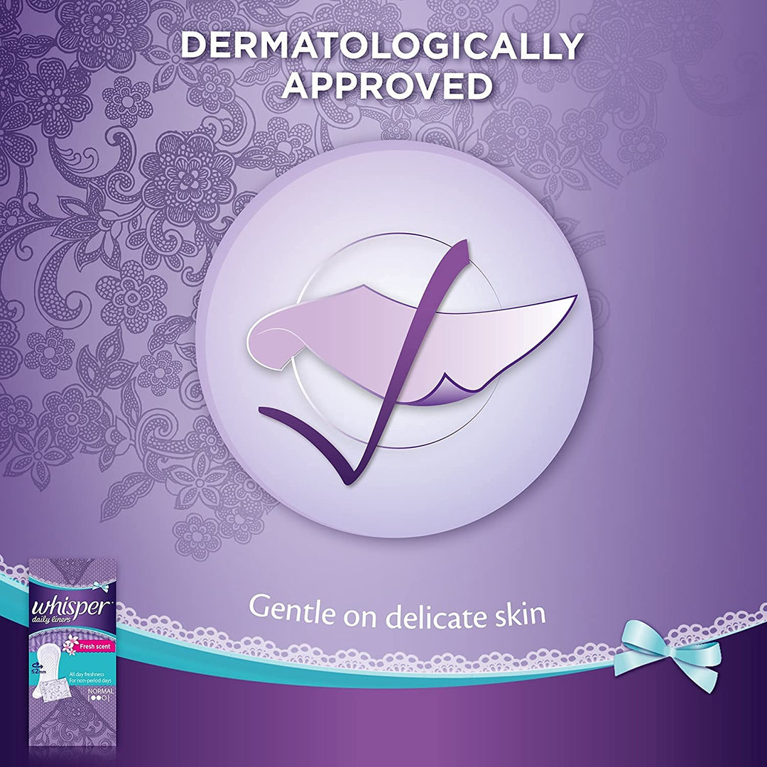 WHISPER DAILY LINER , 40 NORMAL PADS, FOR NON PERIOD DA