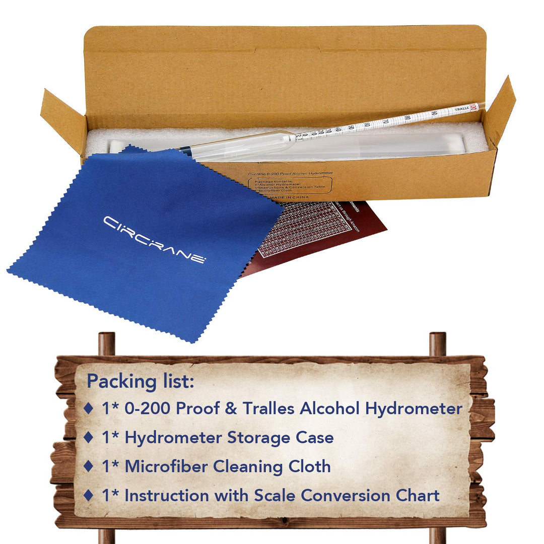0-200 Proof &amp; Tralle Alcohol Hydrometer, Accurate Tester for Liquor, Distilling Moonshine Alcoholmeter