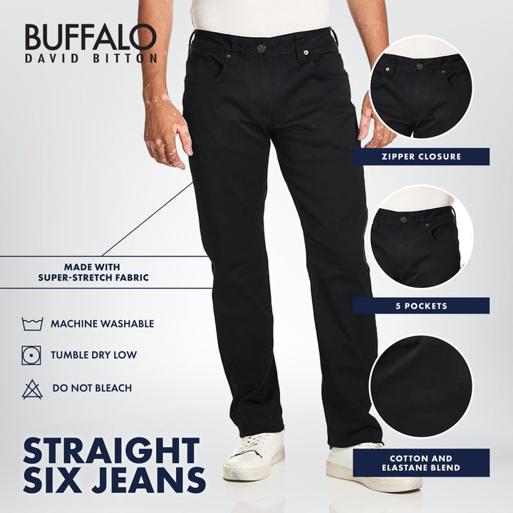 mens Straight Six jeans, Authentic Black, 34W x 32L US