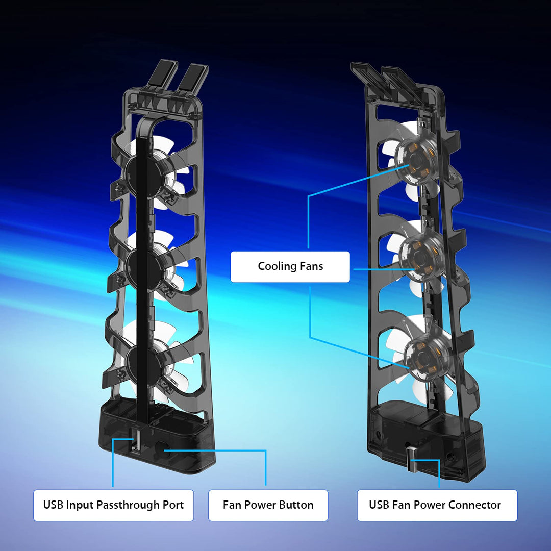 PS5 Accessories Cooling Fan [Auto On/Off] with LED Light, for Both Disc and Digital Editions, Efficient Cooling System, Compatible with Horizontal Stand For Gaming Console