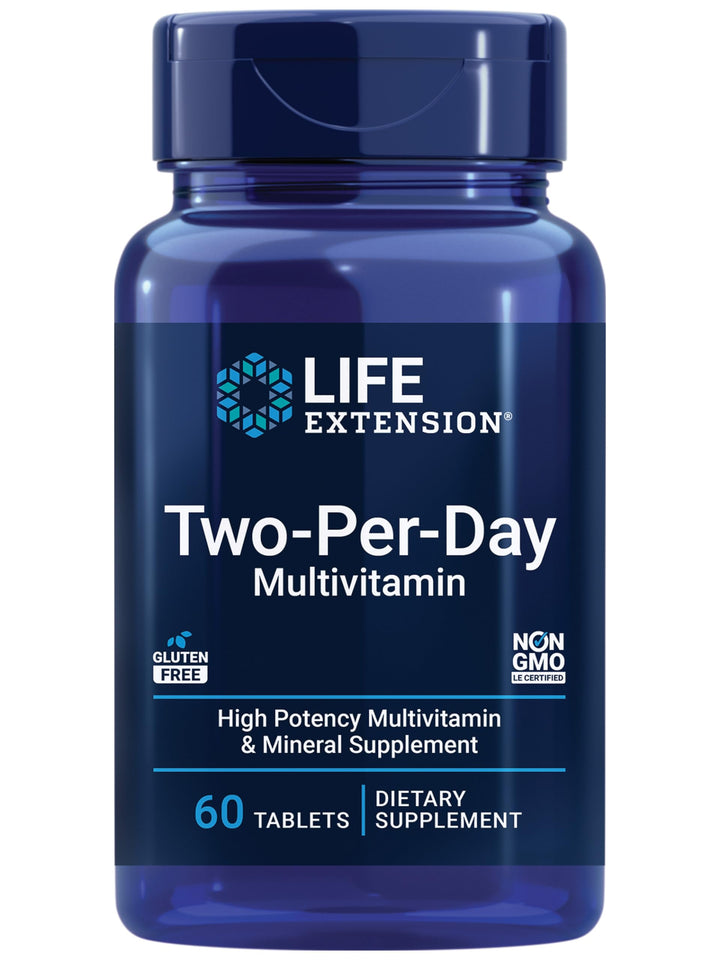 Two-Per-Day Multivitamin – Daily Dose of Vitamins &amp; Minerals for Men and Women - Complete Essential Vitamin Supplement for Energy, Health – Gluten-Free – Non-GMO – 60 Tablets