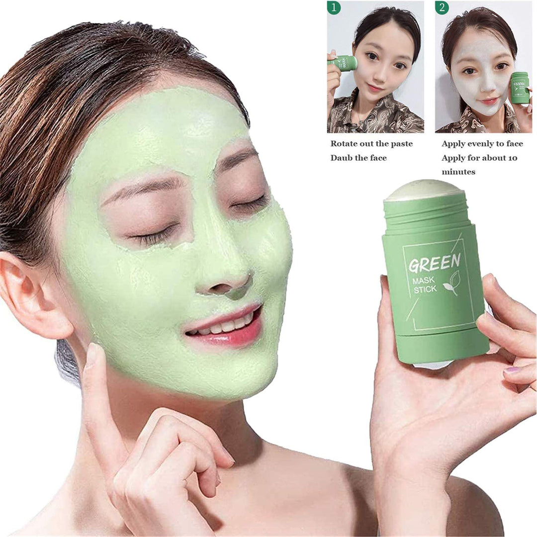 2 Pack Green Tea & Eggplant Purifying Clay Stick , Face Moisturizes Oil Control, Deep Clean Pore, Improves Skin,for All Skin Types Men Women