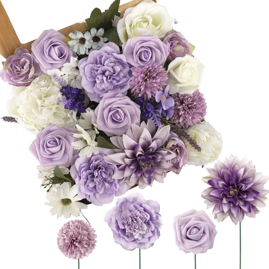 COCOBOO Artificial Purple Flowers Combo for DIY Wedding