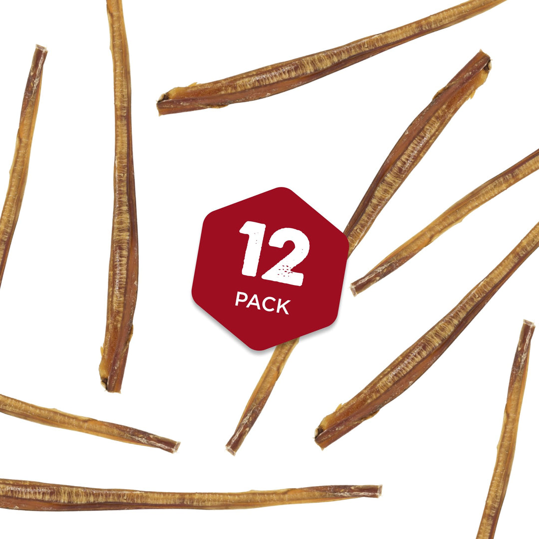 12 Inch All-Natural Bully Sticks for Dogs - 12” Easily Digestible, 100% Grass-Fed Beef, Grain and Rawhide Free | 12 Pack