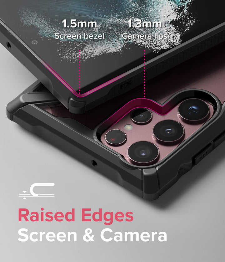 Fusion-X Compatible with Samsung Galaxy S22 Ultra 5G Case (2022), Clear Hard Back with Shockproof Enhanced Side Protective Bumper Phone Cover for S22 Ultra 6.8-Inch - Black