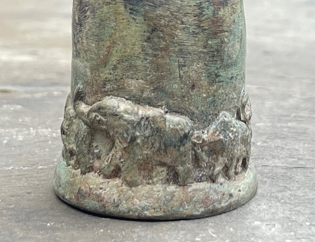 Small Thai Lucky Elephant Temple Bell - Handmade Hanging Buddhist Brass Art from Thailand - Authentic Cast Bronze 3 Inches