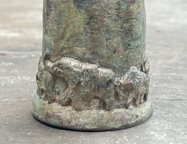 Small Thai Lucky Elephant Temple Bell - Handmade Hanging Buddhist Brass Art from Thailand - Authentic Cast Bronze 3 Inches