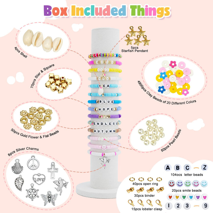 5300 Clay Beads Bracelet Making Aesthetic Kit, Polymer 
