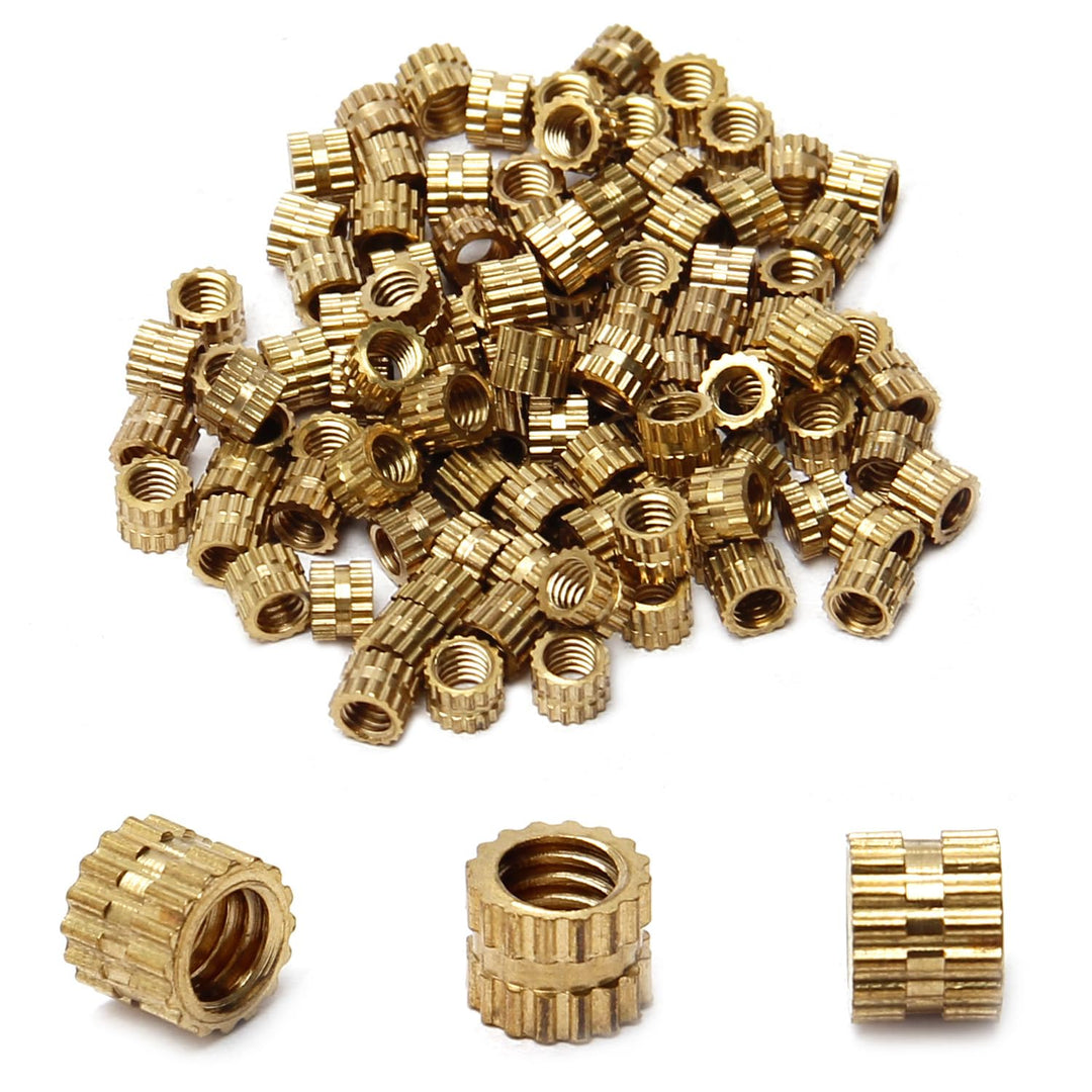 MroMax M4 Knurled Insert Nuts, M4x4x5mm M4 Female Threa